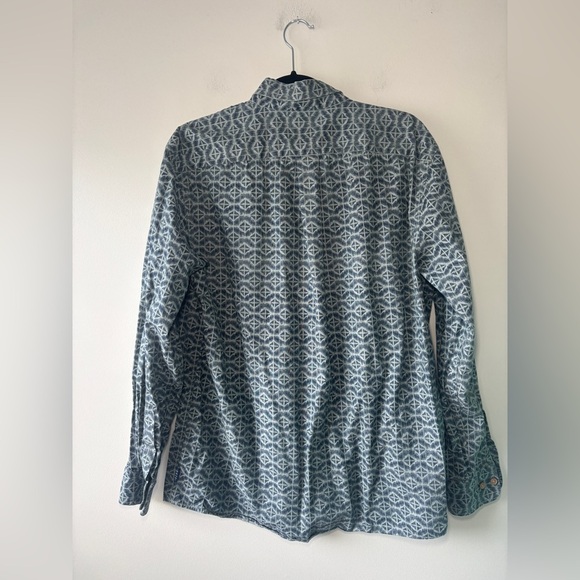 ROWM Men’s Blue Button Up Long Sleeve Collared Shirt Geo Print Size Large - Picture 6 of 8